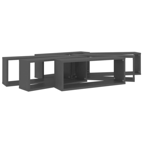 Wall Cube Shelves 6pcs Grey 60x15x23cm Engineered Wood - Image 8