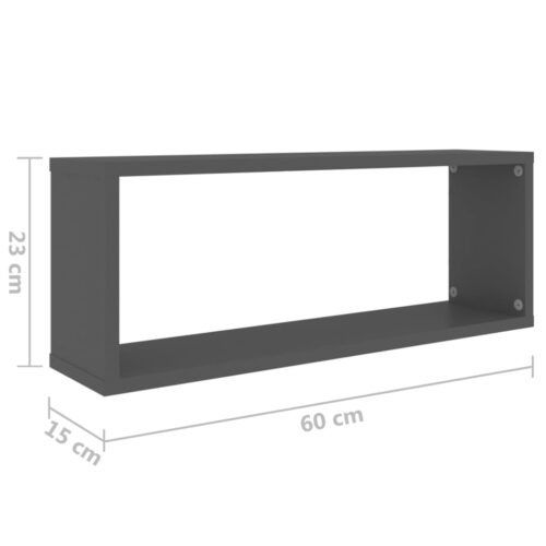 Wall Cube Shelves 6pcs Grey 60x15x23cm Engineered Wood - Image 9