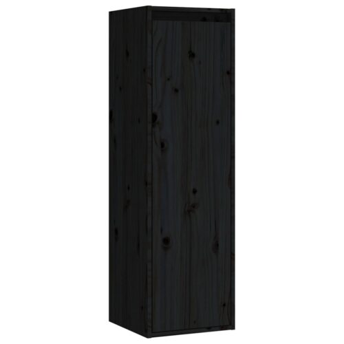 Wall Cabinets 2pcs Black 30x30x100cm Solid Wood Pine