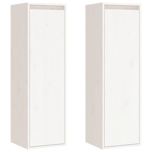 Wall Cabinets 2pcs White 30x30x100cm Solid Wood Pine - Image 2