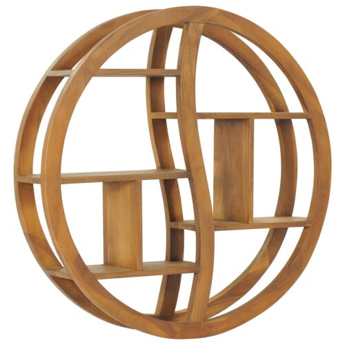 Yin Yang Wall Shelf 80x17.5x80cm Solid Wood Teak
