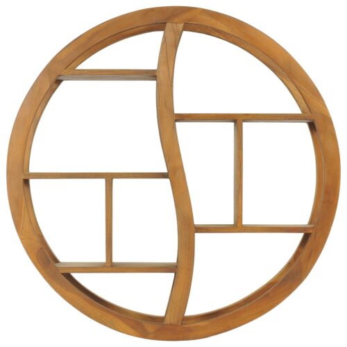 Yin Yang Wall Shelf 80x17.5x80cm Solid Wood Teak - Image 2