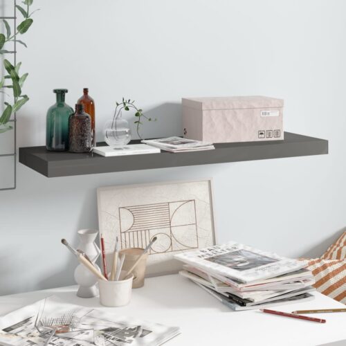 Floating Wall Shelf High Gloss Grey 80x23.5x3.8cmmDF