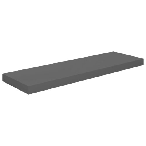 Floating Wall Shelf High Gloss Grey 80x23.5x3.8cmmDF - Image 2