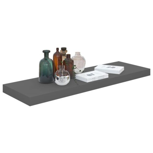 Floating Wall Shelf High Gloss Grey 80x23.5x3.8cmmDF - Image 3