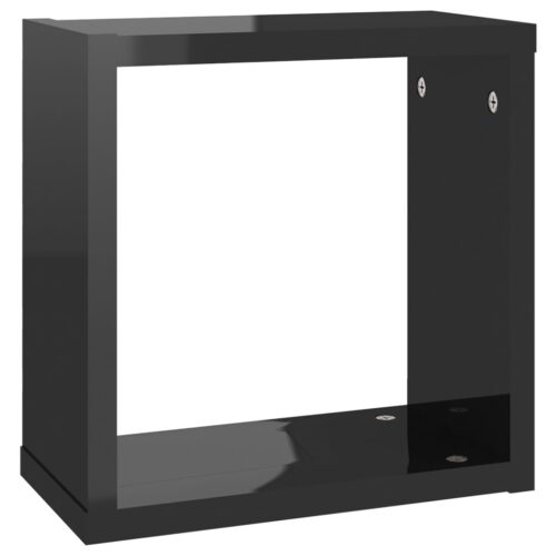 Wall Cube Shelves 2pcs High Gloss Black 30x15x30cm - Image 7