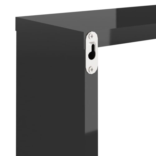 Wall Cube Shelves 2pcs High Gloss Black 30x15x30cm - Image 10