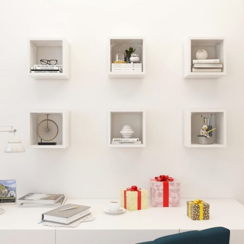 Wall Cube Shelves 6pcs High Gloss White 22x15x22cm - Image 3