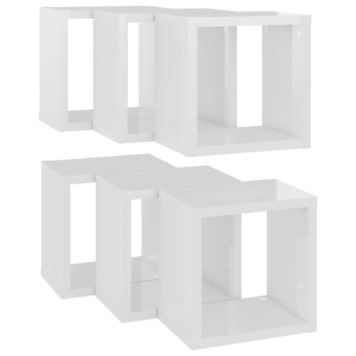 Wall Cube Shelves 6pcs High Gloss White 22x15x22cm - Image 5