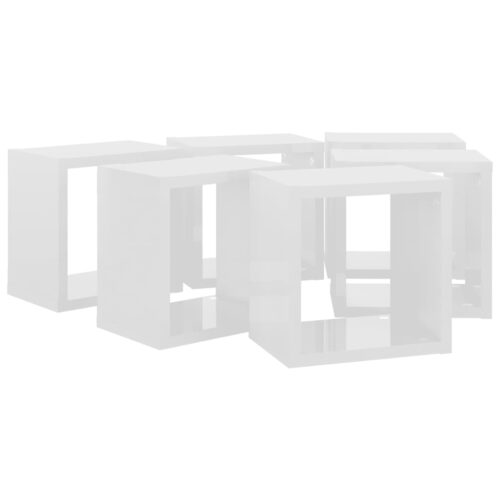 Wall Cube Shelves 6pcs High Gloss White 22x15x22cm - Image 6