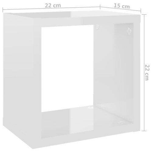 Wall Cube Shelves 6pcs High Gloss White 22x15x22cm - Image 11