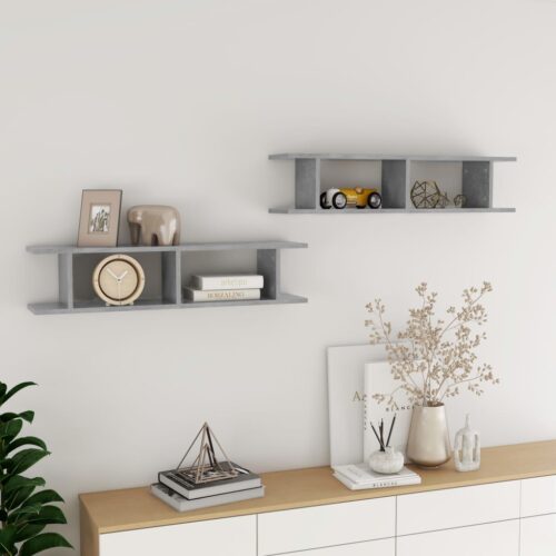 Wall Shelves 2pcs Concrete Grey 90x18x20cm Engineered Wood