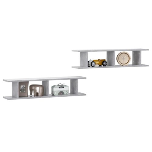 Wall Shelves 2pcs Concrete Grey 90x18x20cm Engineered Wood - Image 3