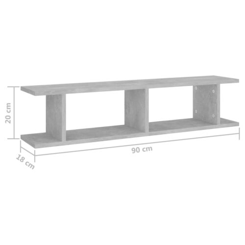 Wall Shelves 2pcs Concrete Grey 90x18x20cm Engineered Wood - Image 7