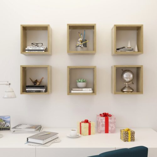 Wall Cube Shelves 6pcs Sonoma Oak 26x15x26cm - Image 3