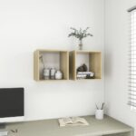 Wall Cabinets 2pcs White Sonoma Oak 37x37x37cm Engineered Wood