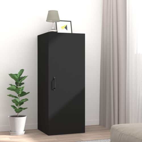 Hanging Wall Cabinet Black 34.5x34x90cm Engineered Wood