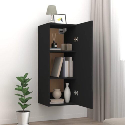 Hanging Wall Cabinet Black 34.5x34x90cm Engineered Wood - Image 3