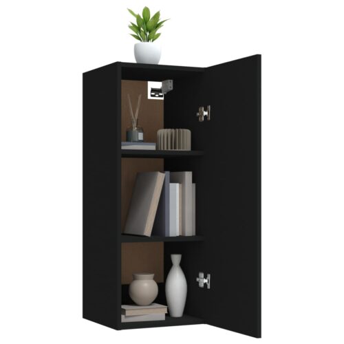 Hanging Wall Cabinet Black 34.5x34x90cm Engineered Wood - Image 5