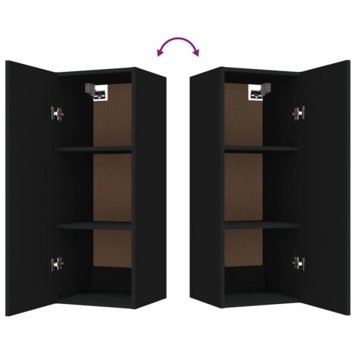 Hanging Wall Cabinet Black 34.5x34x90cm Engineered Wood - Image 9