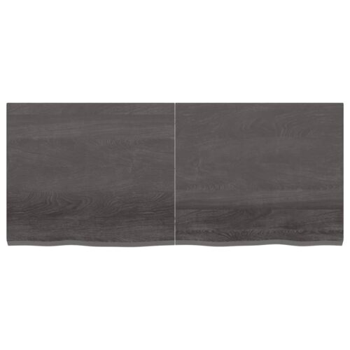 Wall Shelf Dark Brown 140x60x(2-4)cm Treated Solid Wood Oak - Image 2