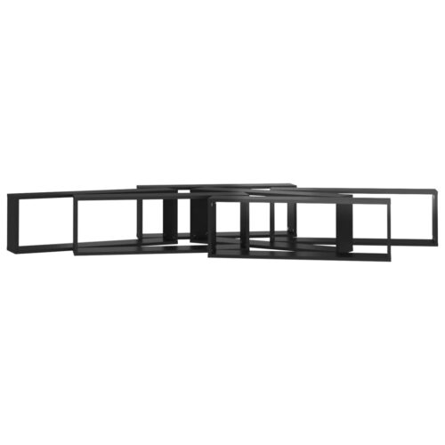 Wall Cube Shelves 6pcs High Gloss Black 80x15x26.5cm Engineered Wood - Image 5