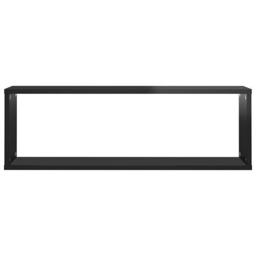 Wall Cube Shelves 6pcs High Gloss Black 80x15x26.5cm Engineered Wood - Image 7