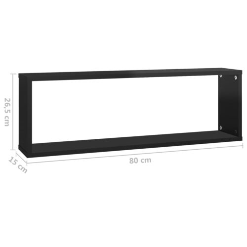 Wall Cube Shelves 6pcs High Gloss Black 80x15x26.5cm Engineered Wood - Image 10