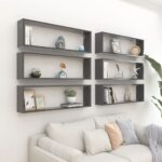 Wall Cube Shelves 6pcs Grey 100x15x30cm Engineered Wood