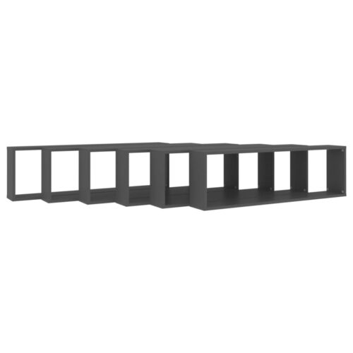 Wall Cube Shelves 6pcs Grey 100x15x30cm Engineered Wood - Image 4
