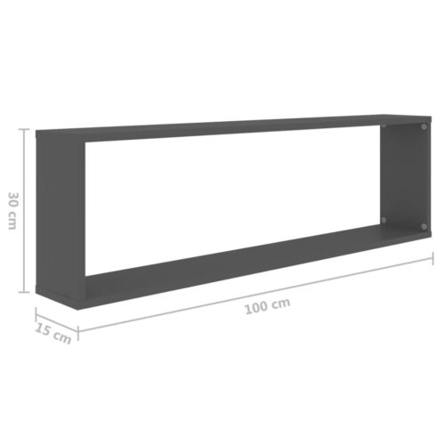 Wall Cube Shelves 6pcs Grey 100x15x30cm Engineered Wood - Image 9