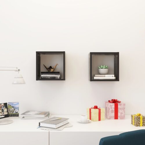 Wall Cube Shelves 2pcs Grey 26x15x26cm - Image 3
