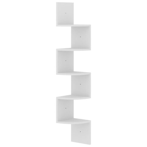 Wall Corner Shelf White 19x19x123cm Engineered Wood