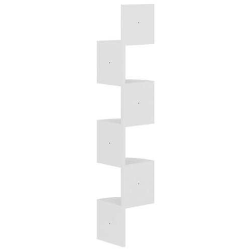 Wall Corner Shelf White 19x19x123cm Engineered Wood - Image 4