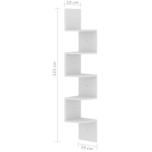 Wall Corner Shelf White 19x19x123cm Engineered Wood - Image 8