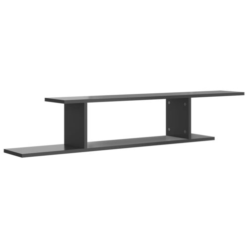 Wall-Mounted TV Shelf High Gloss Grey 125x18x23cm Engineered Wood - Image 2