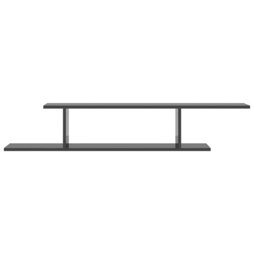 Wall-Mounted TV Shelf High Gloss Grey 125x18x23cm Engineered Wood - Image 5