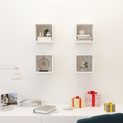 Wall Cube Shelves 4pcs White 22x15x22cm - Image 3