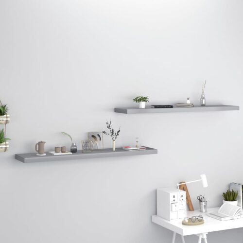 Floating Wall Shelves 2pcs Grey 120x23.5x3.8cm MDF