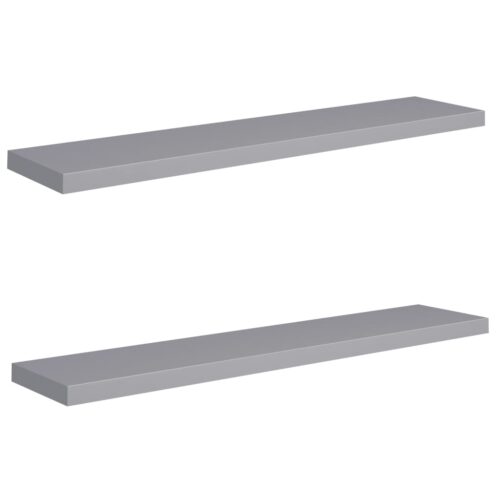 Floating Wall Shelves 2pcs Grey 120x23.5x3.8cm MDF - Image 2
