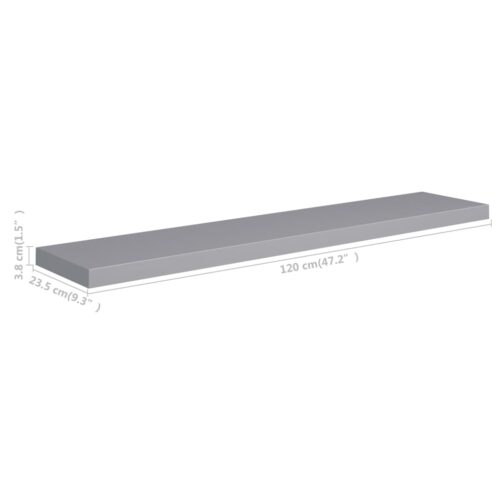 Floating Wall Shelves 2pcs Grey 120x23.5x3.8cm MDF - Image 8