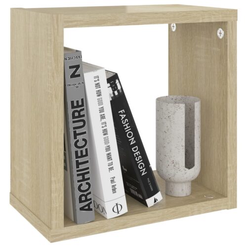 Wall Cube Shelves 4pcs White Sonoma Oak 26x15x26cm - Image 4