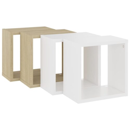 Wall Cube Shelves 4pcs White Sonoma Oak 26x15x26cm - Image 6