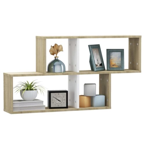 Wall Shelf White Sonoma Oak 100x18x53cm Engineered Wood - Image 3