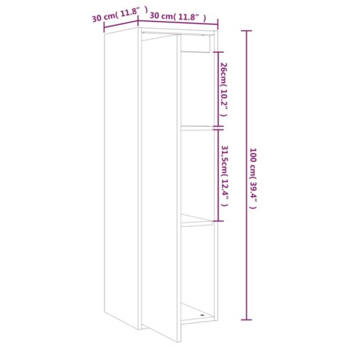 Wall Cabinet White 30x30x100cm Solid Wood Pine - Image 11