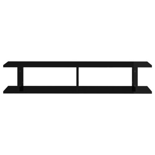 Wall Shelves 2pcs High Gloss Black 105x18x20cm Engineered Wood - Image 5