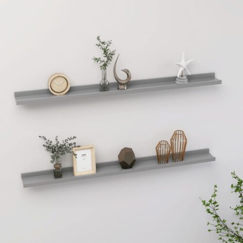 Wall Shelves 2pcs Grey 100x9x3cm