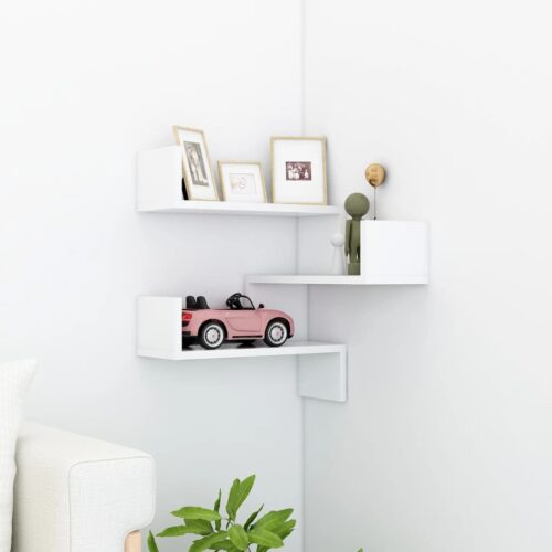 Wall Corner Shelf White 40x40x50cm Engineered Wood