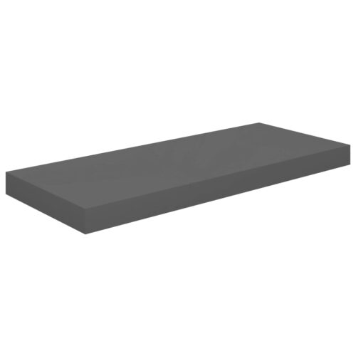 Floating Wall Shelves 2pcs High Gloss Grey 60x23.5x3.8cm MDF - Image 4