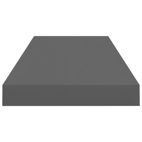 Floating Wall Shelves 2pcs High Gloss Grey 60x23.5x3.8cm MDF - Image 6